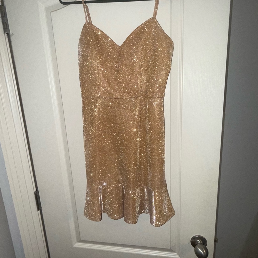 Sparkling Gold Spaghetti Strap Dress